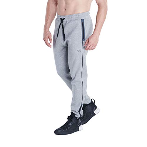 GYM AESTHETICS | Herren Performance Straight-Fit Jogginghosen Slim Fit mit Reflektierende Paspelierung, Jungen und andere Sport in Melange Grau (S) von GYM AESTHETICS