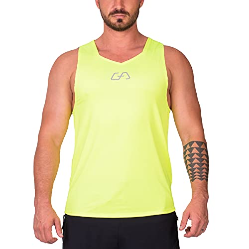 GYM AESTHETICS | Herren Wesentlich Gym Tank Top UV-Schutz antistatisch Feuchtigkeitsregulierung, Training und andere Sport in Sicherheitsgelb (M) von GYM AESTHETICS