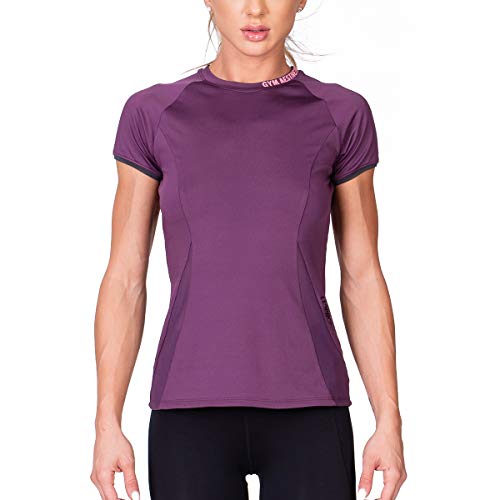 GYM AESTHETICS Sportshirt Damen Kurzarm Fitness Shirt Damen Sport Oberteile Damen Funktionsshirt Damen Atmungsaktiv Anti-schweiß Trainingsshirt Sportbekleidung Slim Fit Damen Tops Für Gym und Training von GYM AESTHETICS