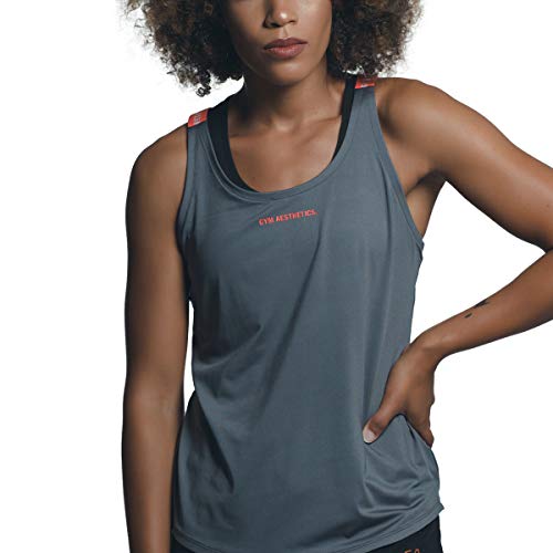 GYM AESTHETICS Damen Tanktop Funktionsshirt Lauftop Workout Oberteil Ärmellos Rückenfrei Racerback Schnelltrocknend Atmungsaktivität Fitness Training mit Taschen, Für Yoga und andere Sport von GYM AESTHETICS