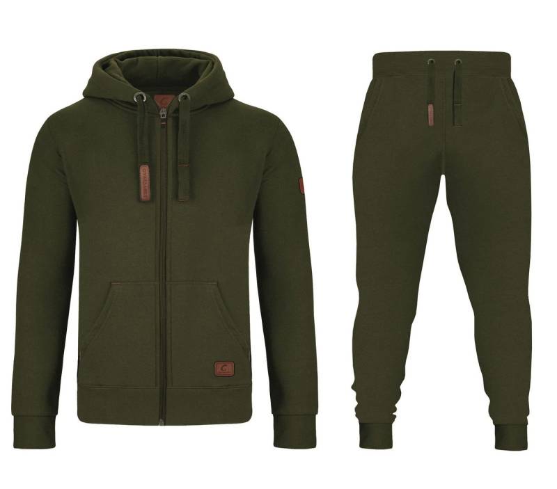 GYMAMBA Jogginganzug Herren leather olivegrün (2-tlg), mit Kapuze von GYMAMBA