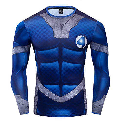 GYMGALA Superhelden-Shirt Casual und Sport Cosplay Cool 3D Print Compression Shirt Shirt - Blau - 3X-Groß von GYM GALA