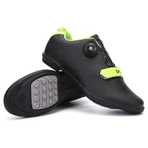 GZQIAWY Fahrradschuhe Herren Damen Outdoor Sport Geschwindigkeit MTB Erwachsene Mountainbike Turnschuhe Rennradschuh Flache Straßenklampe Schwarze und grüne Gummisohle 43 von GZQIAWY