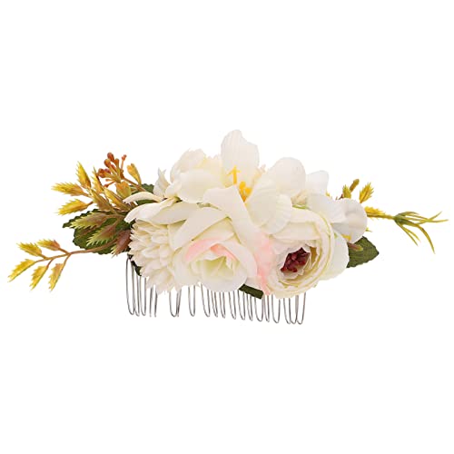 Braut-Haarschmuck, Haarklammern für Mädchen, Tiaras für Mädchen, Hochzeit, Kopfbedeckung für die Braut, Blumen-Haar-Seitenkamm, Hochzeitsschleier-Kamm, Blumen-Haarspange, Haar-Einsatzkamm, weißes Met von GaRcan