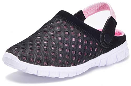 Clogs Damen Pantoletten Mesh Sabot Sommer Hausschuhe Atmungsaktiv Gartenschuhe mit rutschfest Weiche Sohle Freizeit Sandalen,Pink,37 EU von Gaatpot