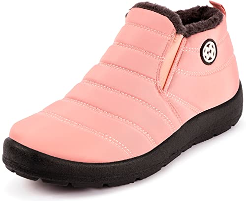 Gaatpot Winterschuhe Damen Winterstiefel Wasserdicht Stiefel Herren Warm Schuhe Winter Stiefeletten Hell Pink Gr.42 von Gaatpot