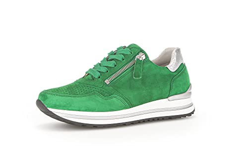 Gabor Damen Low-Top Sneaker, Frauen Halbschuhe,Wechselfußbett,Komfortable Mehrweite (H),schnürer,Sportschuhe,Verde/Silber (pf),37.5 EU / 4.5 UK von Gabor