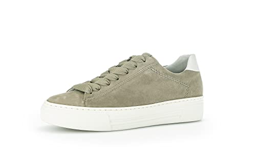 Gabor Damen Low-Top Sneaker, Frauen Halbschuhe,Wechselfußbett,Moderate Mehrweite (G),schnürer,Plateausohle,Schilf/Creme,40 EU / 6.5 UK von Gabor