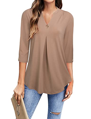 Gaharu Blusenshirt Damen 3/4 Arm Bluse für Damen Elegante Kleidung für Frauen Arbeit Blusen Damen Festlich Mode Frühling Bluse A-Linie Damen Curvy Bluse Dreiviertelarm Damen Freizeitbluse von Gaharu