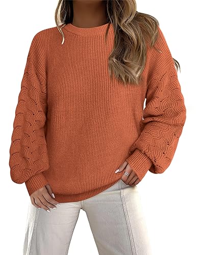 Gaharu Elegante Pullover Damen Winter Langarm Festlich Dicke Warm Damen Pullover Locker Damen Pulli Romantisch Shirt Laternenärmel Hoodie Karamell,XXL von Gaharu