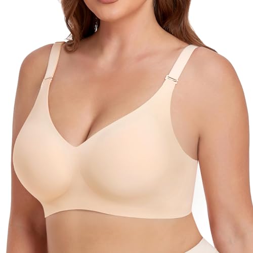 Gailife Atmungsaktiver BH Damen Ohne B¨¹Gel Bequem und weich Bustier Damen Unsichtbarer Schlaf BH mit zus?tzlicher BH-Verl?ngerung Beige L von Gailife