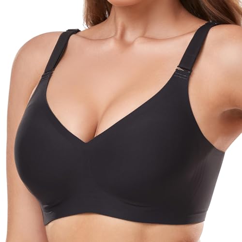 Gailife Atmungsaktiver BH Damen Ohne Bügel Bequem und weich Bustier Damen Unsichtbarer Schlaf BH mit zusätzlicher BH-Verlängerung Black 3XL von Gailife