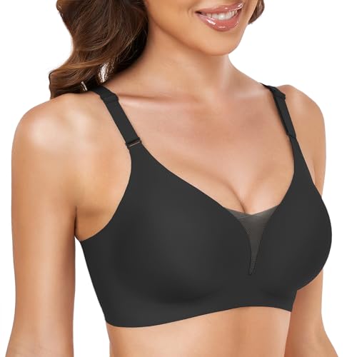 Gailife Nahtloser BH Damen Ohne Bügel Gepolstert Bustier Damen Komfort Weicher Schlaf T-Shirts BH mit zusätzlicher BH-Verlängerung Schwarz M von Gailife