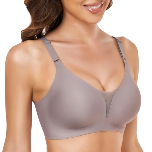 Gailife Nahtloser BH Damen Ohne Bügel Gepolstert Bustier Damen Komfort Weicher Schlaf T-Shirts BH mit zusätzlicher BH-Verlängerung Grau L von Gailife