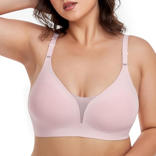 Gailife Nahtloser BH Damen Ohne Bügel Gepolstert Bustier Damen Komfort Weicher Schlaf T-Shirts BH mit zusätzlicher BH-Verlängerung Rosa L von Gailife