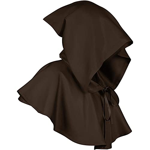 Gajaous Mens Womens Mittelalter Cape Hood Vintage Gothic Cowl Hut Halloween Mit Kapuze Umhang Viking Cosplay Zubehör von Gajaous