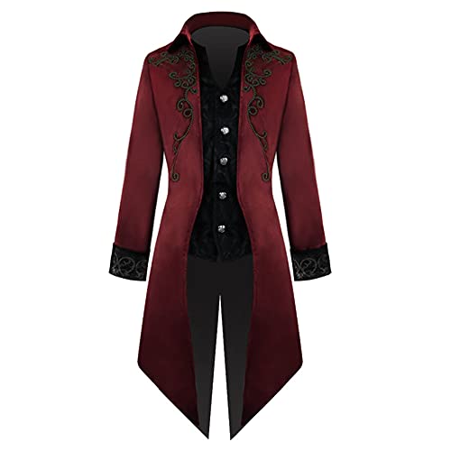 Herren Steampunk Vintage Frack Jacke Stickerei Samt Gothic viktorianischen Gehrock Smoking Mittelalterliches Halloween Kostüm von Gajaous