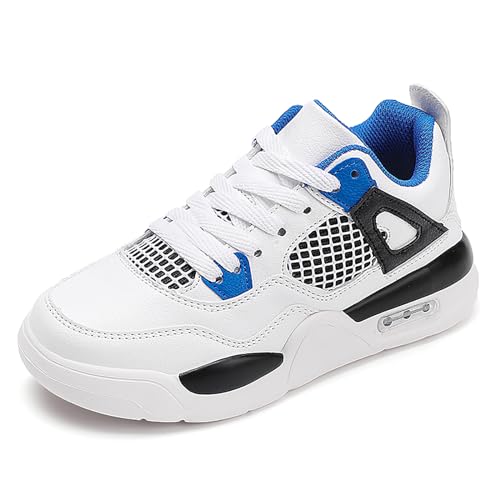 Gakricrey Kinder Basketballschuhe Sportschuhe Jungen Mädchen Turnschuhe Walkingschuhe Retro Schuhe Sneaker rutschfest AET005 blau und weiß EU 29 von Gakricrey