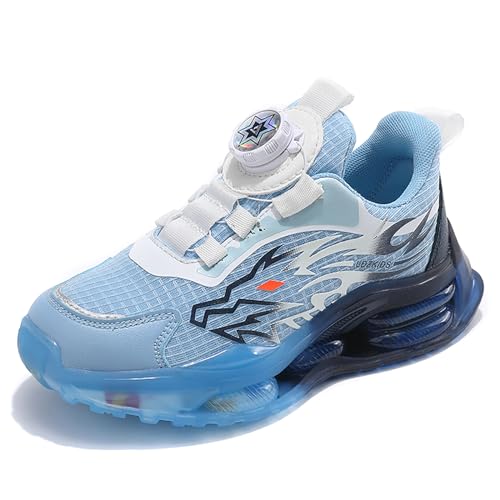 Gakricrey Kinderschuhe Laufschuhe Junge Mädchen Kinder Turnschuhe Leicht Mode Atmungsaktiv Mesh Sneakers Sportschuh mit Drehknopfe 235 Hellblau EU 35 von Gakricrey