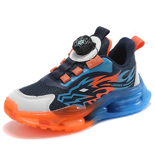 Gakricrey Kinderschuhe Laufschuhe Junge Mädchen Kinder Turnschuhe Leicht Mode Atmungsaktiv Mesh Sneakers Sportschuh mit Drehknopfe 235 Königsblau EU 29 von Gakricrey