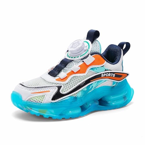 Gakricrey Kinderschuhe Laufschuhe Junge Mädchen Kinder Turnschuhe Leicht Mode Atmungsaktiv Mesh Sneakers Sportschuh mit Drehknopfe 1313 Hellblau EU 29 von Gakricrey