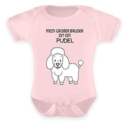 Baby Strampler Großer Bruder Pudel - Baby Body -0-6 Monate-Puder Rosa von Galeriemode