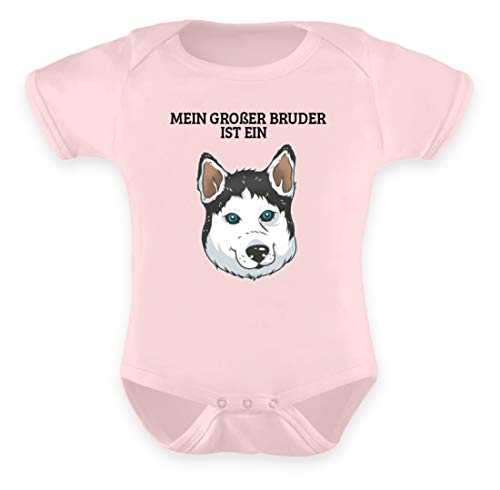 Galeriemode Baby Strampler Husky Hund Junge Mädchen mit Aufdruck Baby Body - Baby Body -0-6 Monate-Puder Rosa von Galeriemode