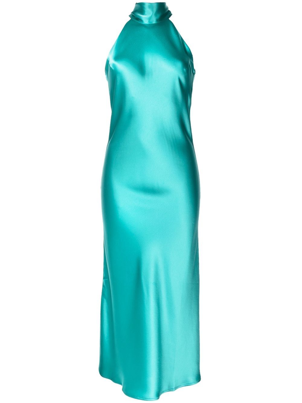 Galvan London Neckholder-Abendkleid aus Satin - Blau von Galvan London