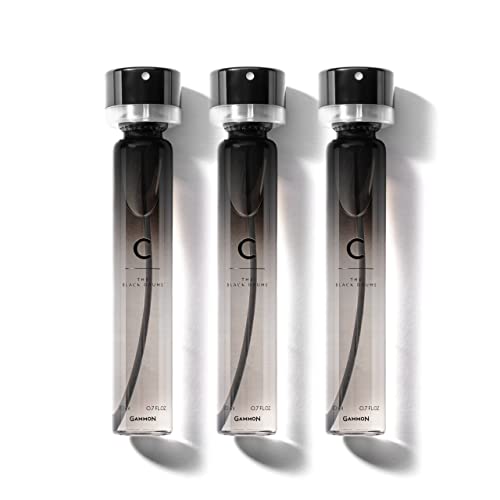 GAMMON Black Notes Parfum Recharge-Set C (3x20 ml), das frisch-holzige BLACK DRUMS Herren Parfum zum Nachfüllen, Citrus Duft für Männer mit 20 prozent Parfum-Öl (Starter-Set vorausgesetzt) von Gammon