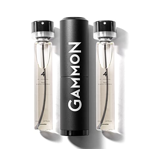 GAMMON Black Styles Parfum Starter-Set 4 (2x20 ml), das würzig-frische BLACK HOODIE Herren Parfum, Citrus Duft für Männer mit 20 prozent Parfum-Öl, inklusive hochwertigem Aluminium Suit von Gammon