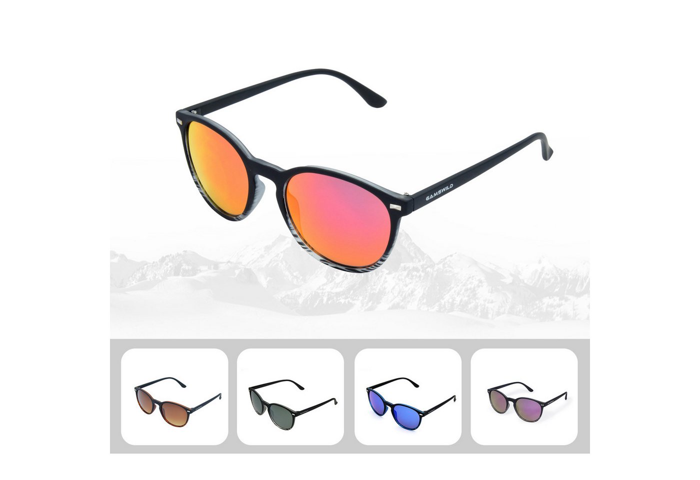 Gamswild Sonnenbrille UV400 GAMSSTYLE Modebrille Softtouch verspiegelt, getönt Damen Modell WM1220 WM1222, braun, blau, pink, lila, grün, schwarz G15 von Gamswild