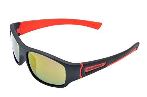 Gamswild WJ5019 Sonnenbrille Kinderbrille 8-12 Jahre Jugendbrille Mädchen Jungen Unisex kids | blau | rot | türkis | GAMSKIDS, Farbe: Schwarz/Rot von Gamswild