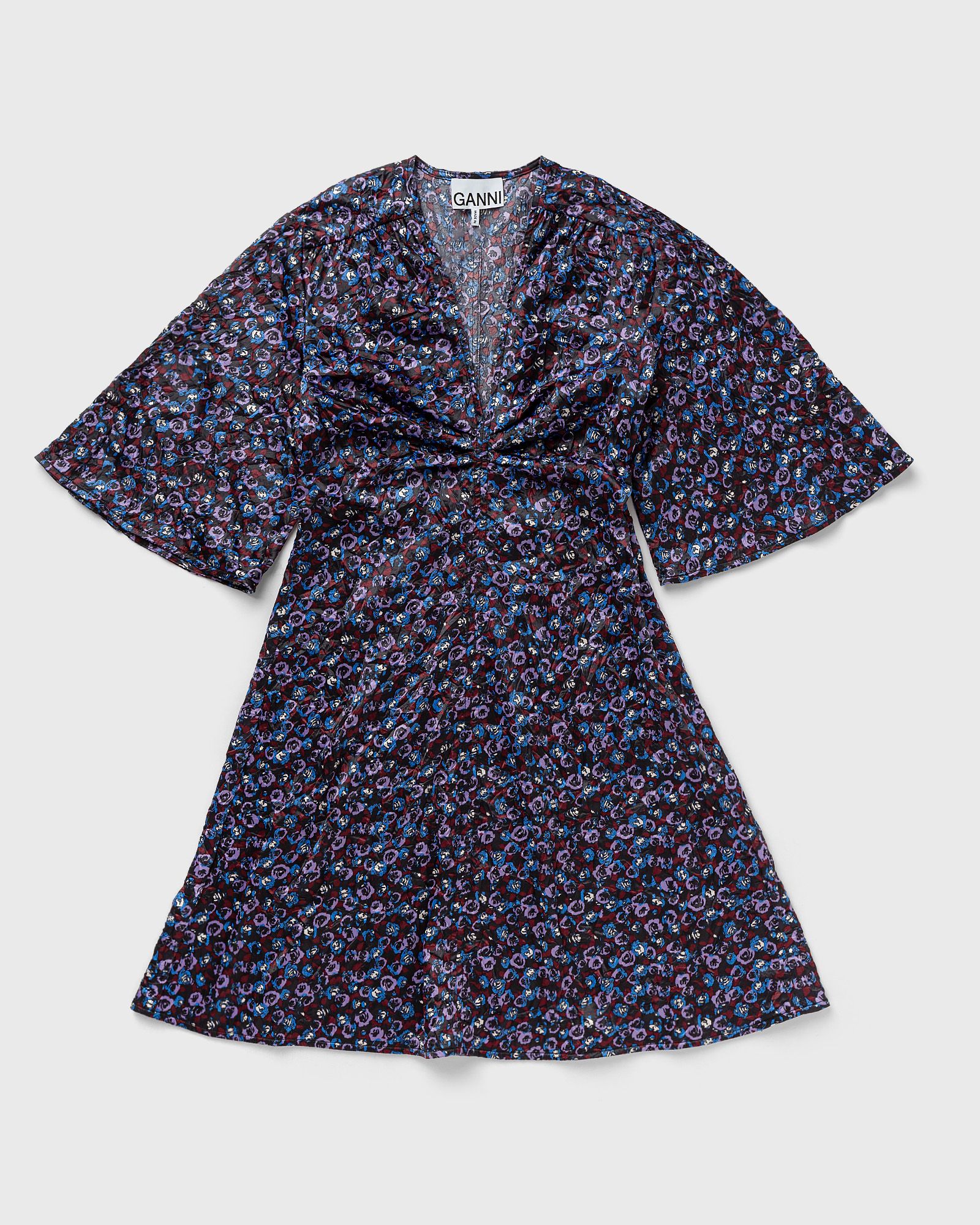 Ganni Crinkled Satin V-neck Mini Dress women Dresses blue in Größe:S von Ganni