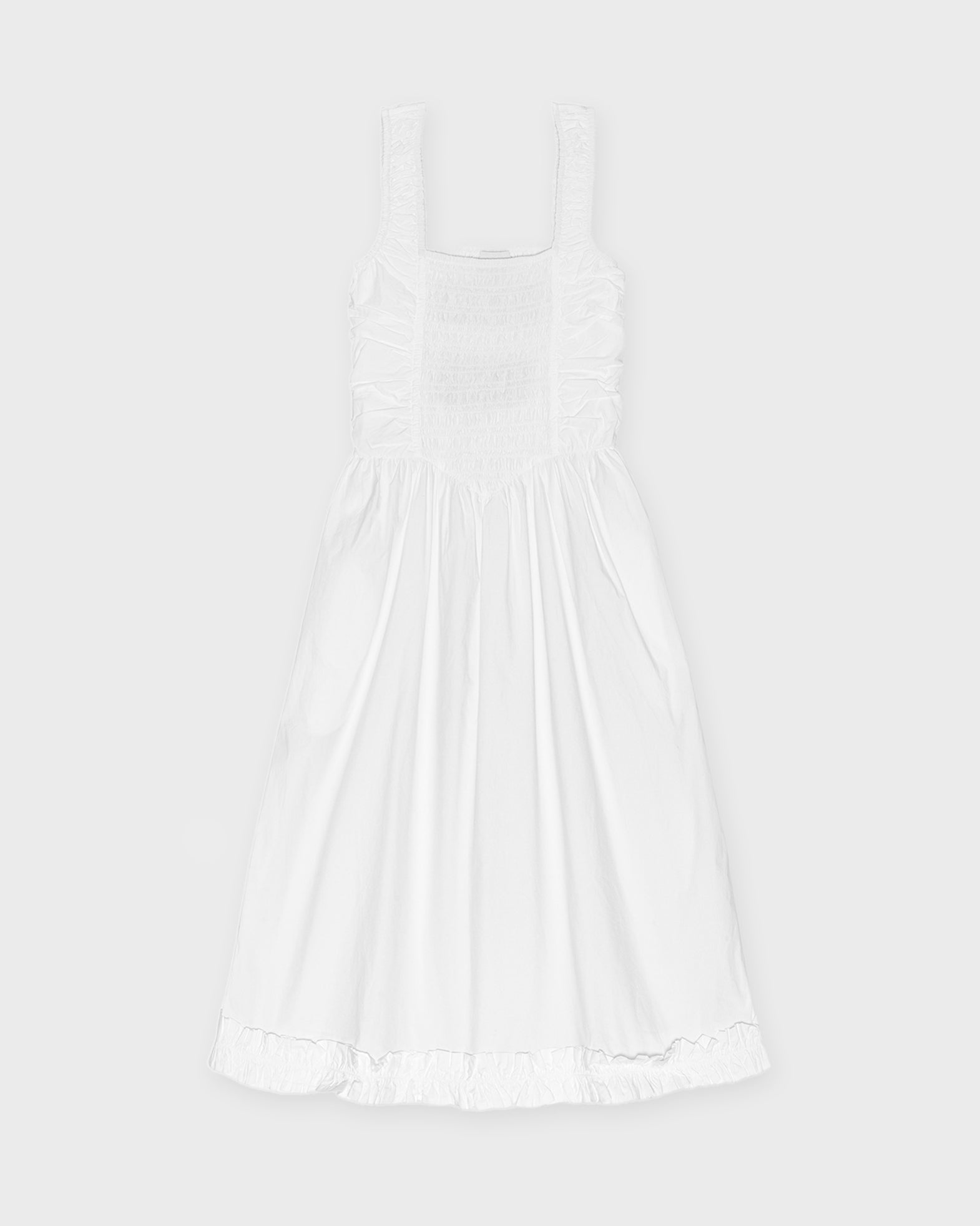 Ganni Dress Poplin Midi Strap White von Ganni