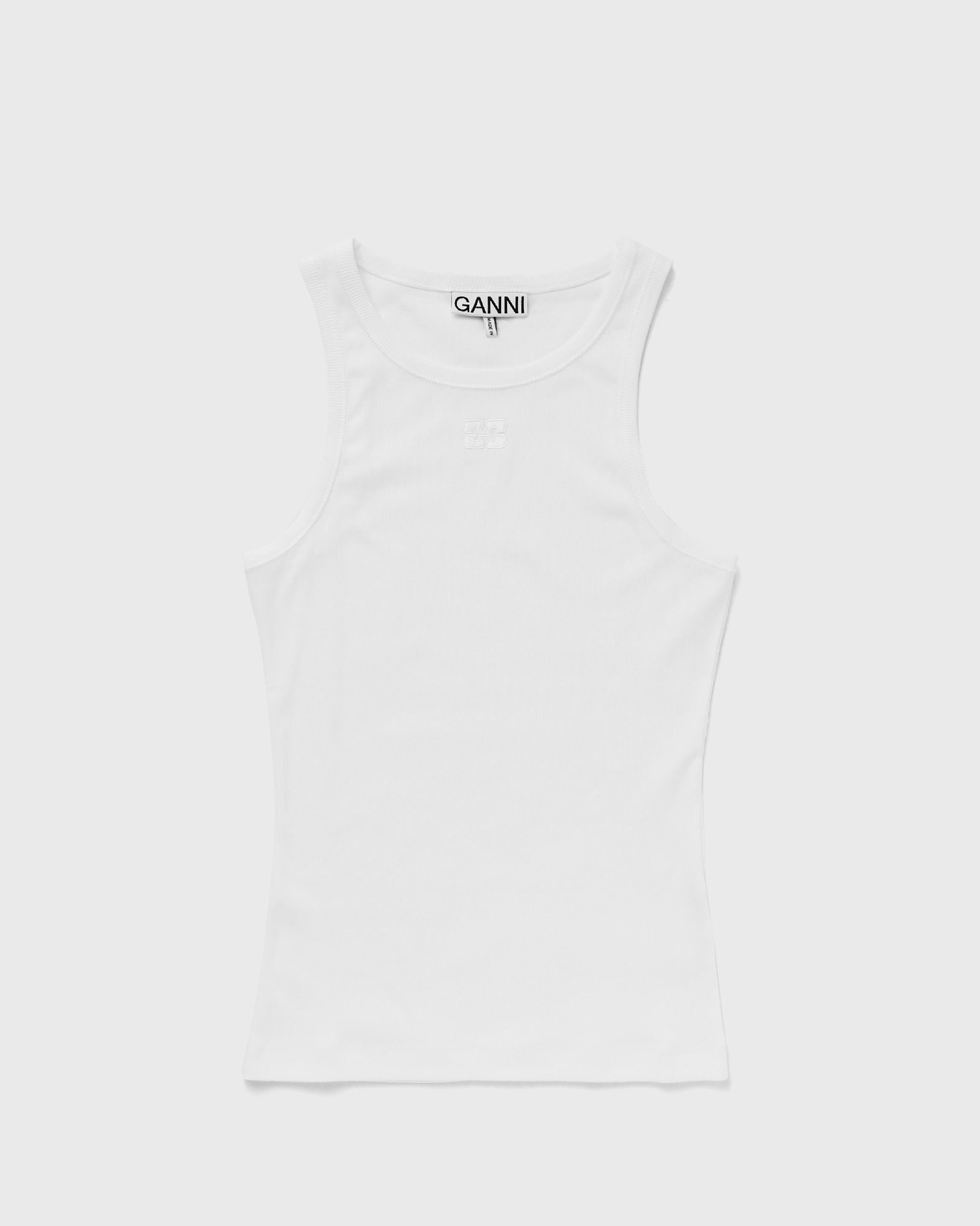 Ganni Soft Cotton Rib Tank Top women Tops & Tanks white in Größe:L von Ganni