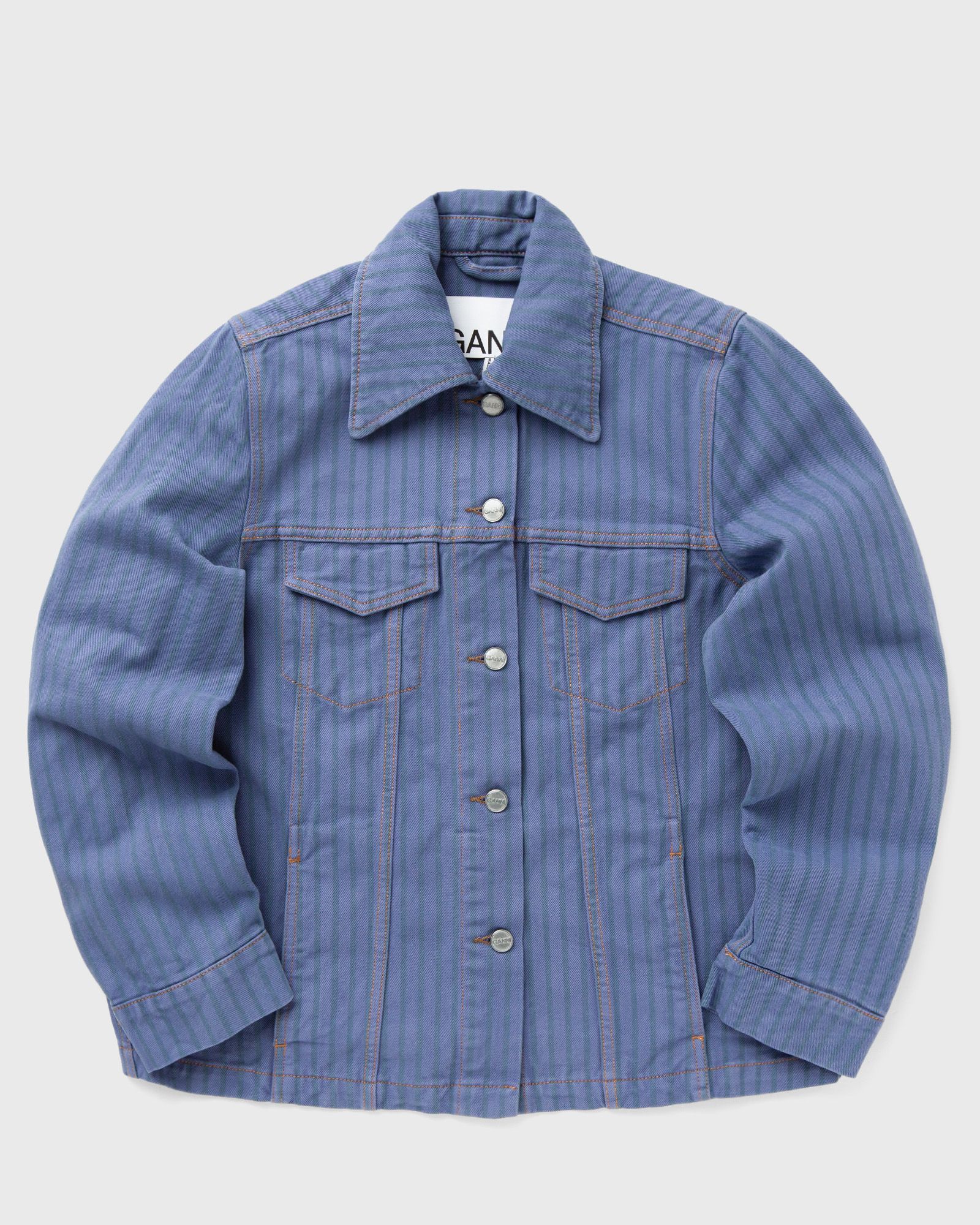 Ganni Stripe Overdyed Denim Jacket women Denim Jackets blue in Größe:L von Ganni