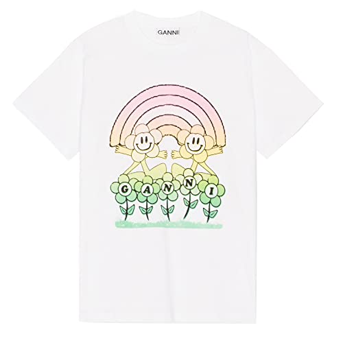 T-Shirt Rainbow mit Regenbogen-Print XS Weiss von Ganni