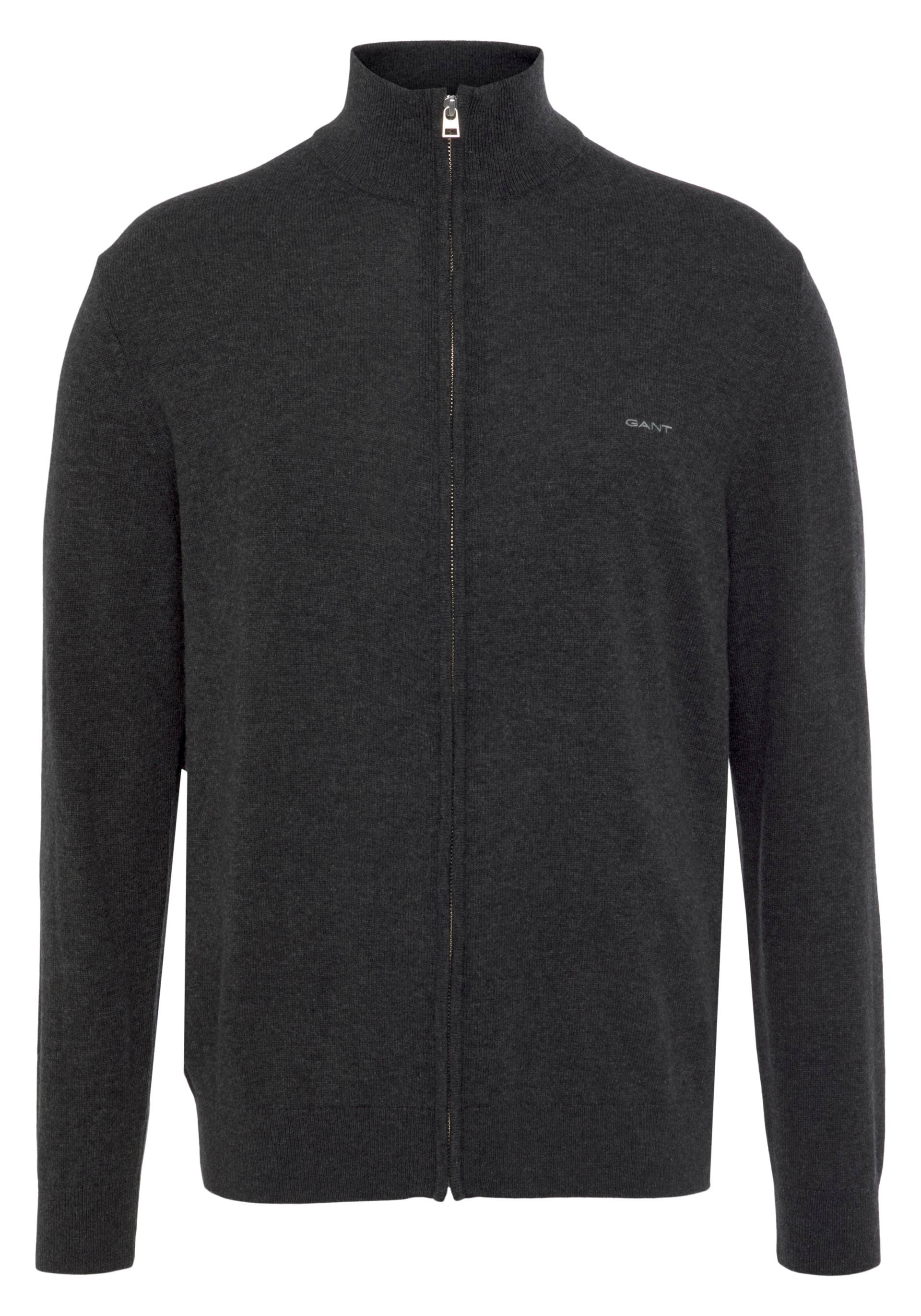 Gant Strickjacke "Extrafine Lambswool Zip Cardigan", Lammwolle, Premium, High Quality Wolle Strickjacke Reißverschluss von Gant