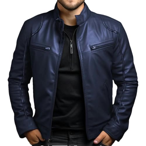GaoLeAve Frühling Sommer Herrenbekleidung Lederjacke Herren Stehkragen Punk Ledermantel Herren Frühling und Herbst Lederjacke Navy9 L GaoLeAve Frühling Sommer Herrenbekleidung Lederjacke Herren Stehkragen Punk Ledermantel Herren Frühling und Herbst Lederjacke Navy9 L von GaoLeAve