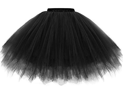 Gardenwed Tutu Damen tüllrock Damen tütü Petticoat Unterrock Karneval kostüm tüllrock schwarz Damen schwarz Tutu Black S von Gardenwed