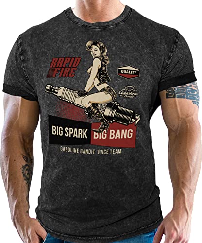 Classic Biker Racing Motorrad T-Shirt: Big Spark - Big Bang von Gasoline Bandit