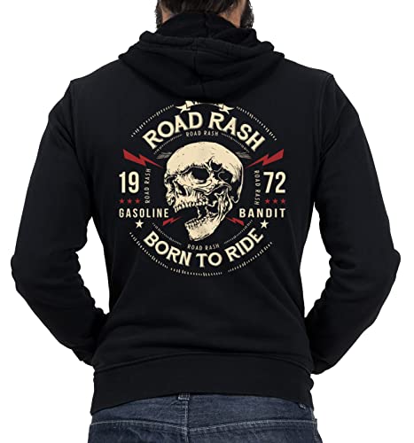 GASOLINE BANDIT Rockabilly Biker Racer Kapuzen-Jacke Zip-Hoodie für Motorradfahrer Road Rash von Gasoline Bandit