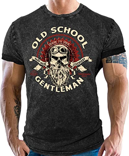 Gasoline Bandit Biker Racer Motorrad Herren T-Shirt: Old School Gentleman von Gasoline Bandit