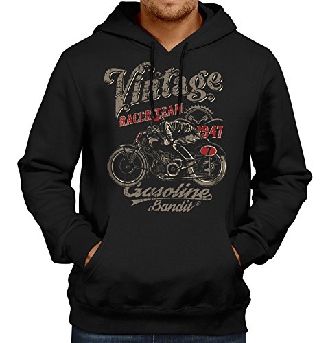 Gasoline Bandit Original Rockabilly Biker Racer Kapuzen-Pullover: Vintage Racer-XL von Gasoline Bandit