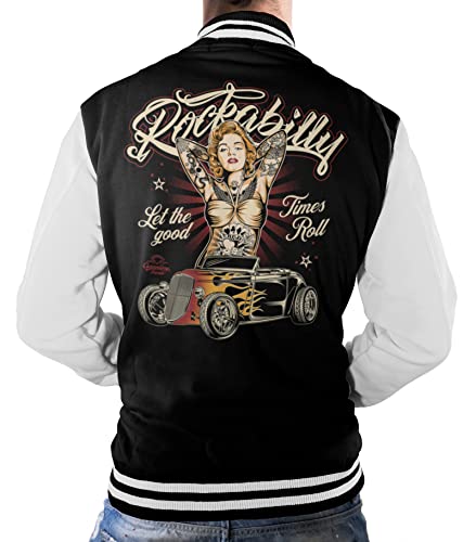 Gasoline Bandit Rockabilly Baseball College Jacke - Old School Hot Rod - Let the Good Times roll L von Gasoline Bandit