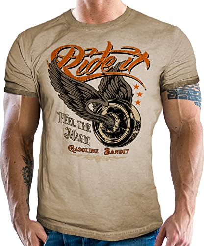 Gasoline Bandit Vintage Retro Biker T-Shirt Used Look - Feel The Magic XL von Gasoline Bandit