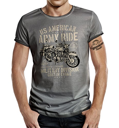 Körperbetontes Slimfit US-Army Fan T-Shirt im Used Vintage Look: Army Ride von Gasoline Bandit