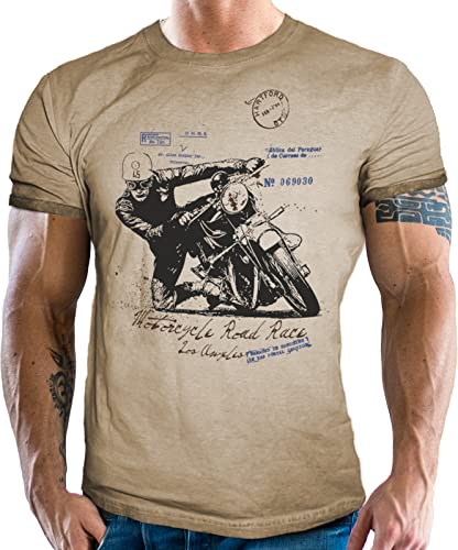 Retro Vintage Biker Racer Design T-Shirt: Road Race von Gasoline Bandit