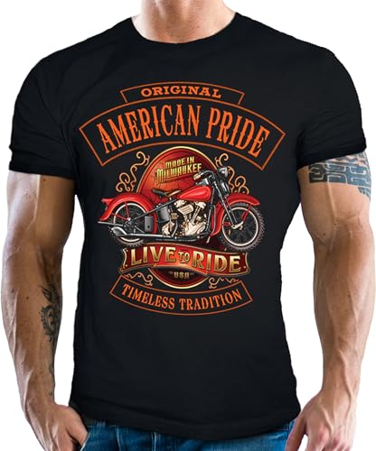 Herren T-Shirt für Motorradfahrer und Biker: Timeless American Tradition von Gasoline Bandit