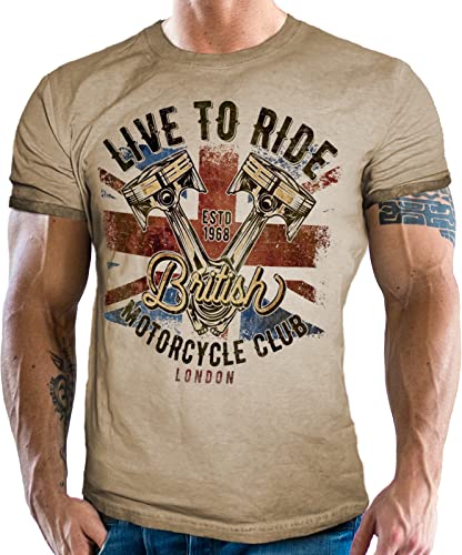 Vintage Retro Biker T-Shirt Used Look - British Motorcycle Club London 4XL von Gasoline Bandit